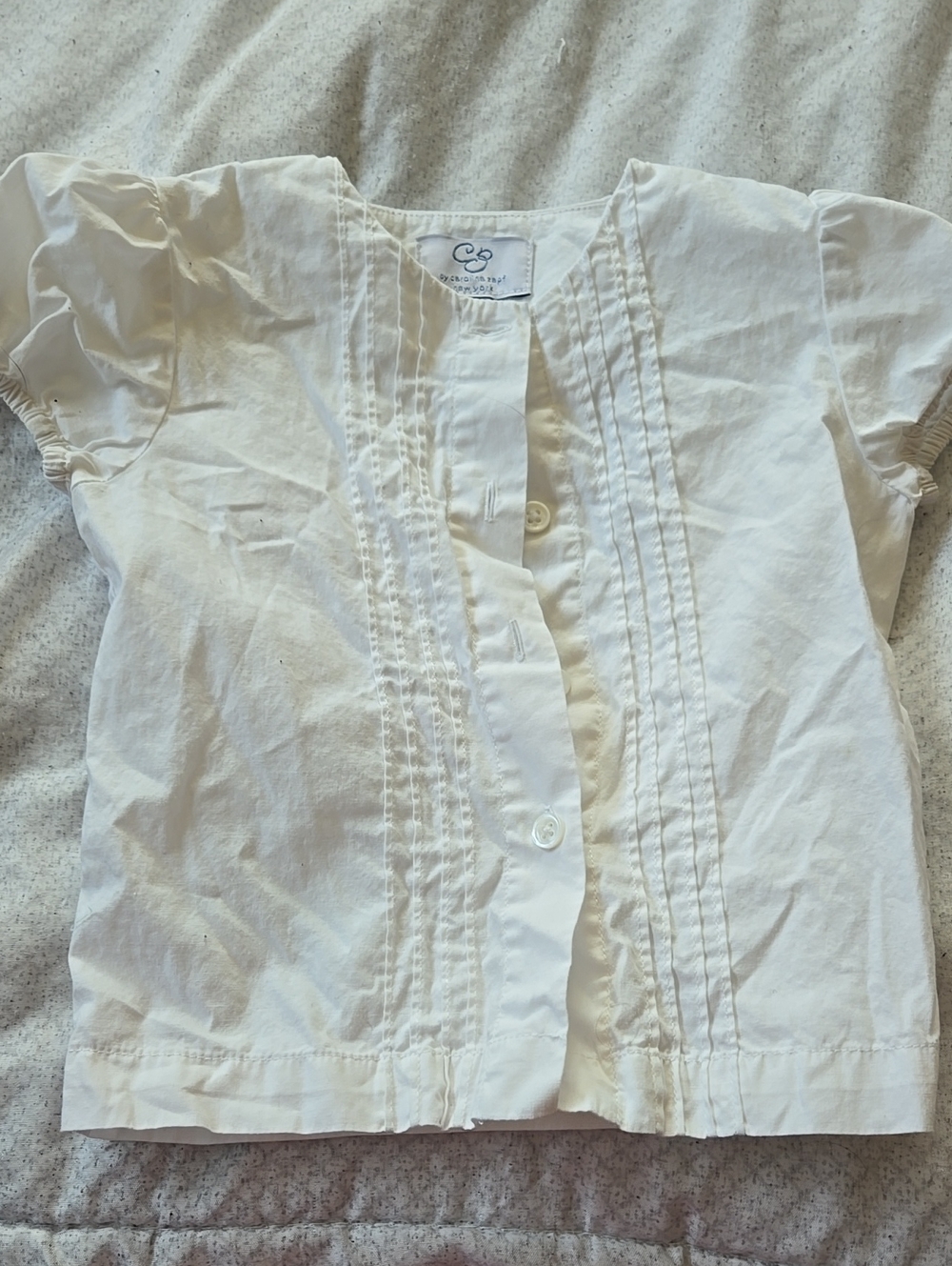 Baby CZ White Pintuck Button-Front Blouse